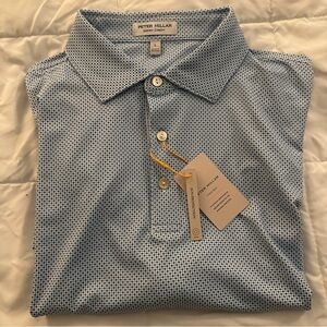 Peter Millar Phoenix Performance Golf Polo - White/Sailor Blue | Men’s Large NEW